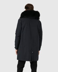 Men | Parka With Select Shearling Lamb Tuxedo And Hood Trim | Navy/Black