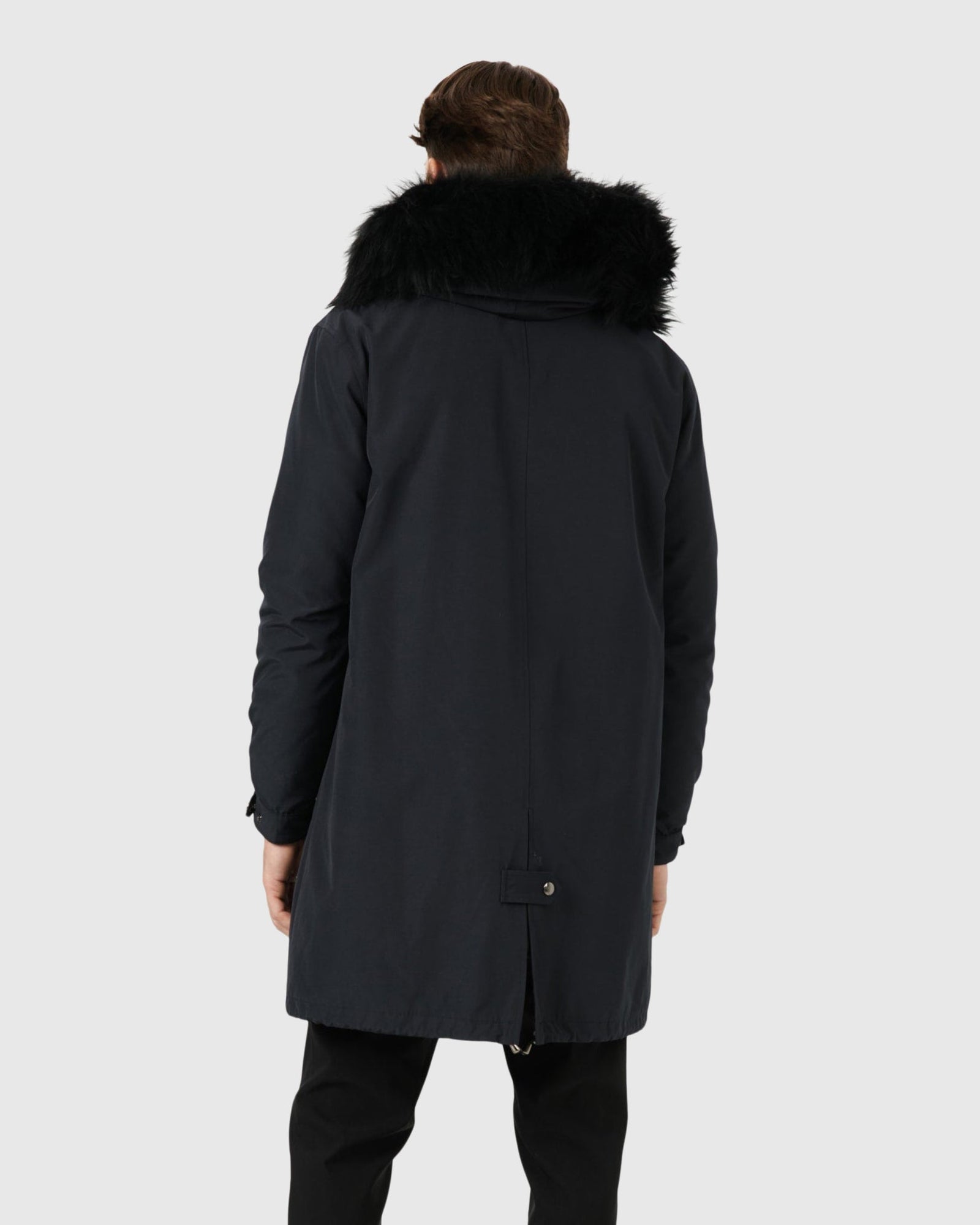 Men | Parka With Select Shearling Lamb Tuxedo And Hood Trim | Navy/Black