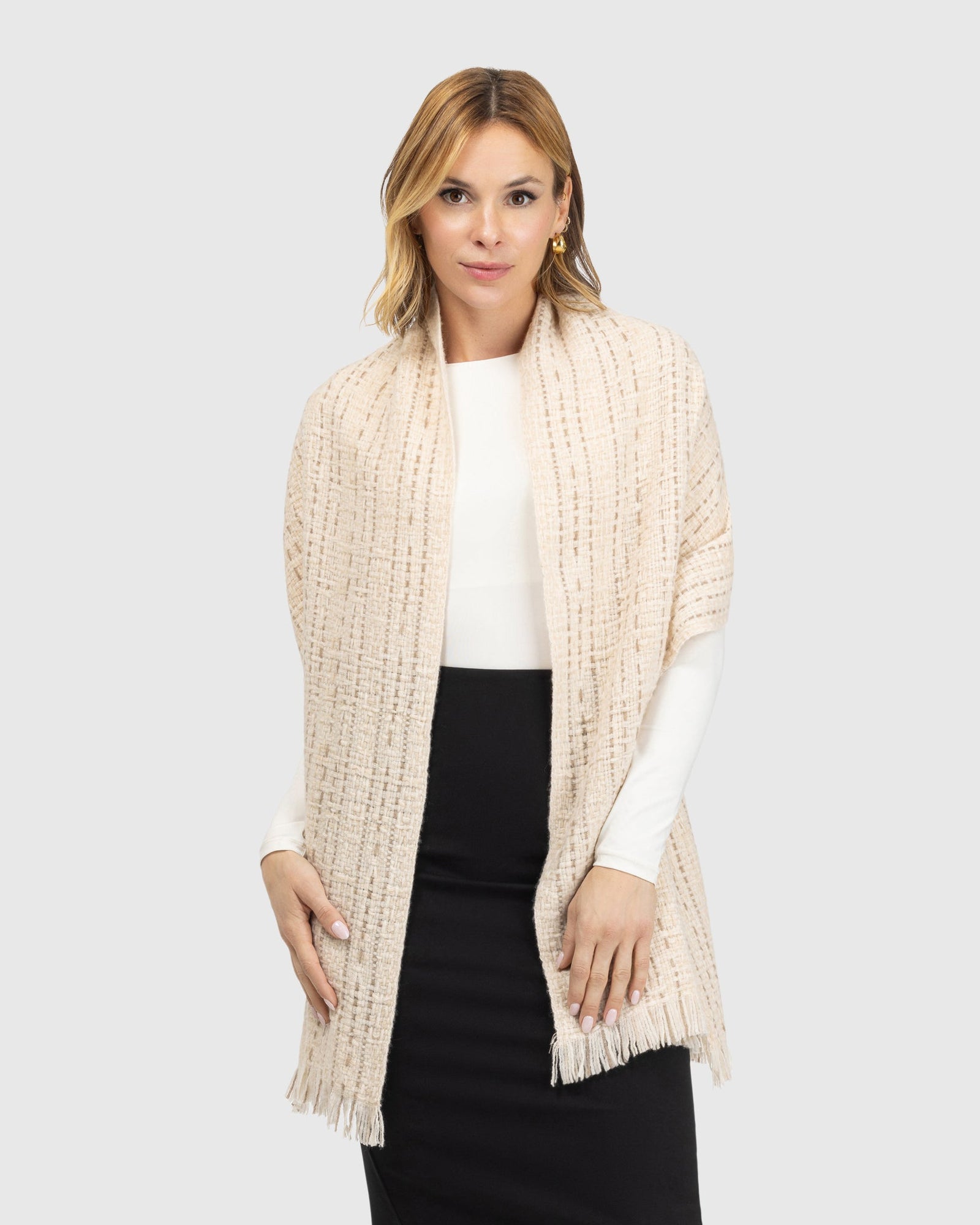 Knit Select Wool Shawl | Beige