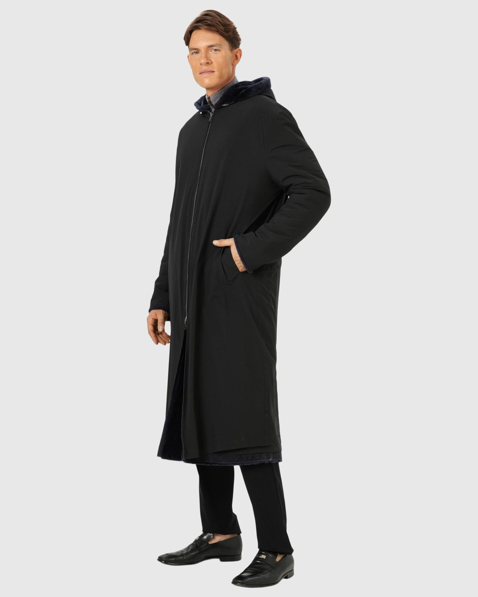 Men | Select Shearling Lamb Reversible Parka | Navy/Black