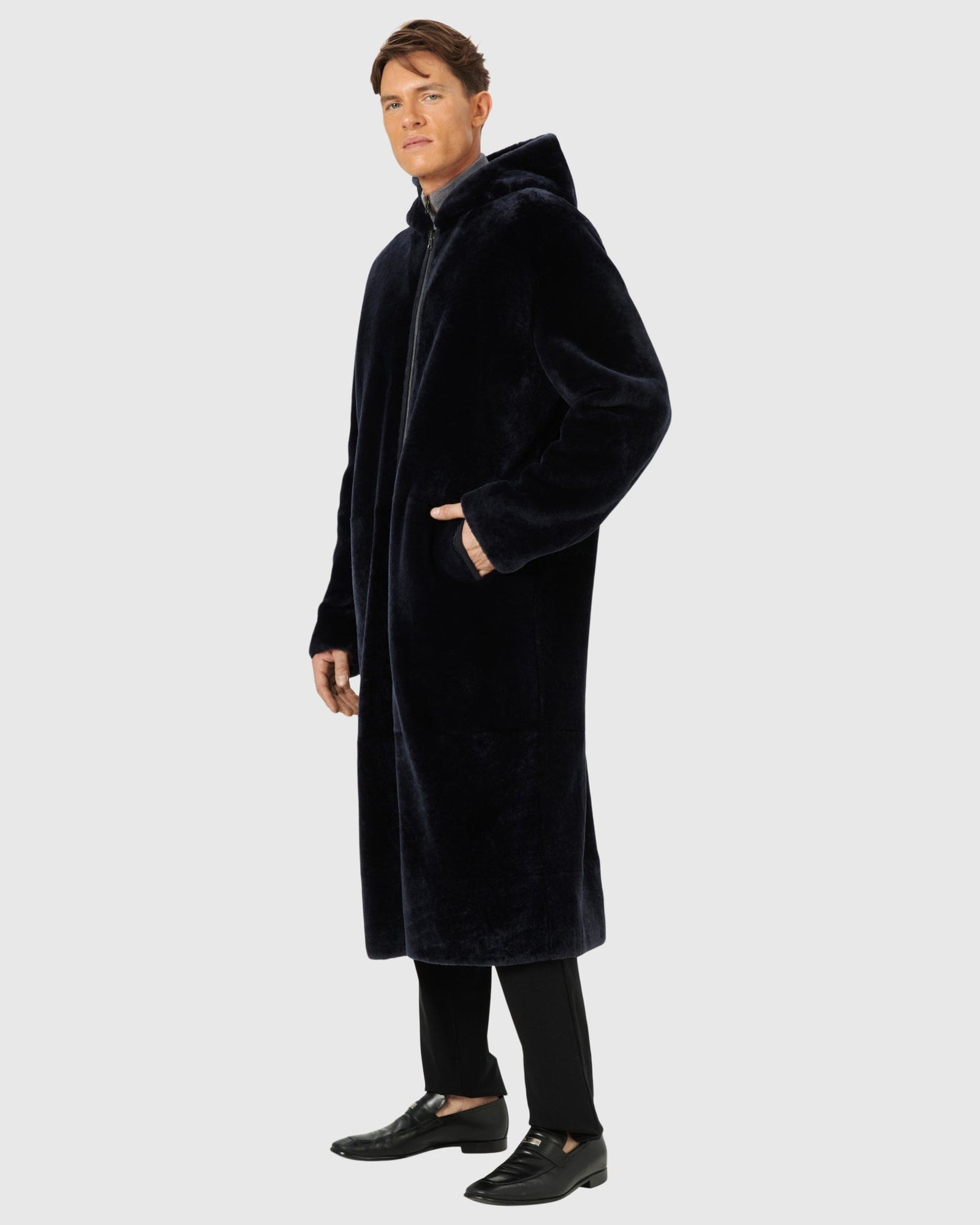 Men | Select Shearling Lamb Reversible Parka | Navy/Black