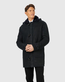 Men | Merino Shearling Lamb Parka | Navy Pattern