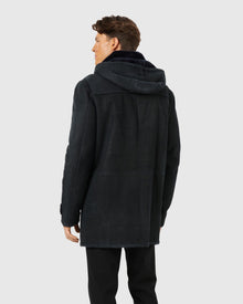 Men | Merino Shearling Lamb Parka | Navy Pattern