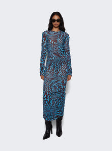 Women | Mugler | Printed Star Mesh Dress | Cherry & Turquoise