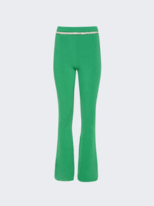 Rabanne | Embellished Knit Flared Trousers | Green
