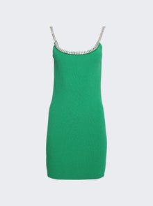 Rabanne | Rhinestone Strap Knit Mini Dress | Green