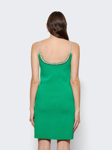 Rabanne | Rhinestone Strap Knit Mini Dress | Green