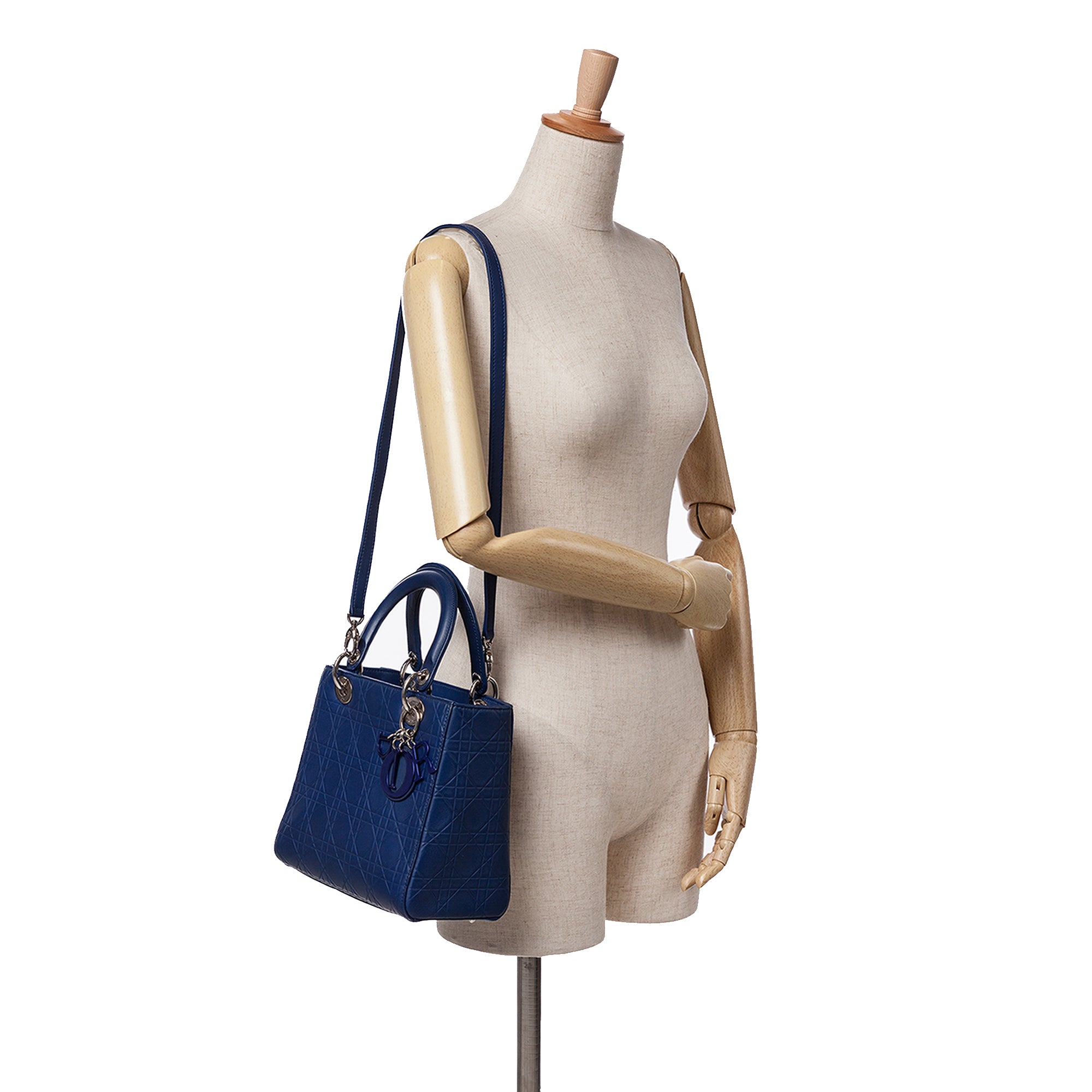 Dior | Pre-Owned Medium Ultra Matte Calfskin Cannage Embossed Lady | Blue