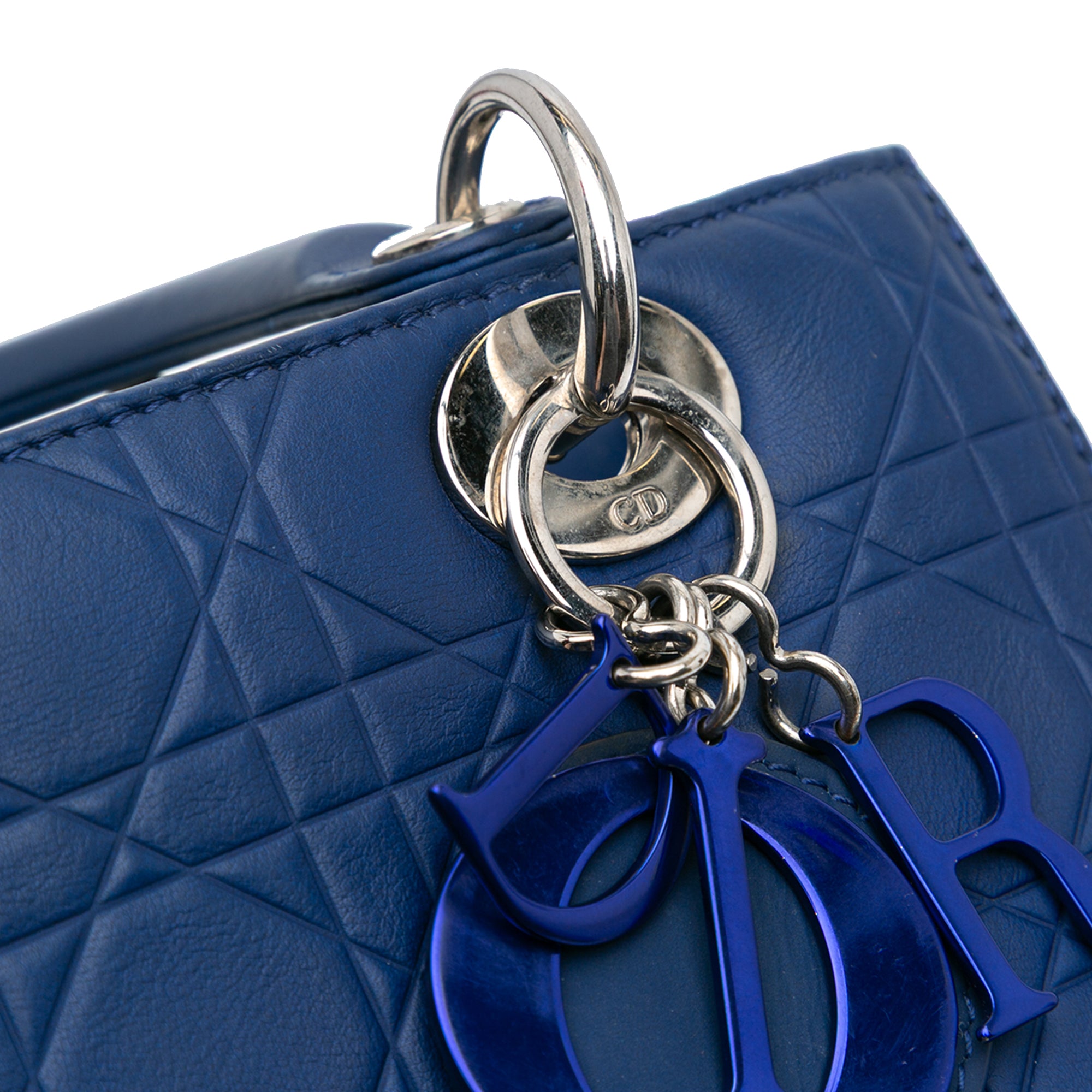 Dior | Pre-Owned Medium Ultra Matte Calfskin Cannage Embossed Lady | Blue