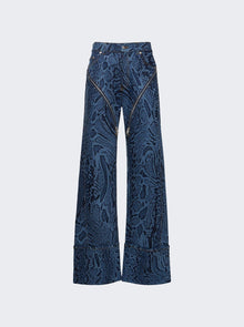 Women | Mugler | Snake Print Jeans | Medium Blue