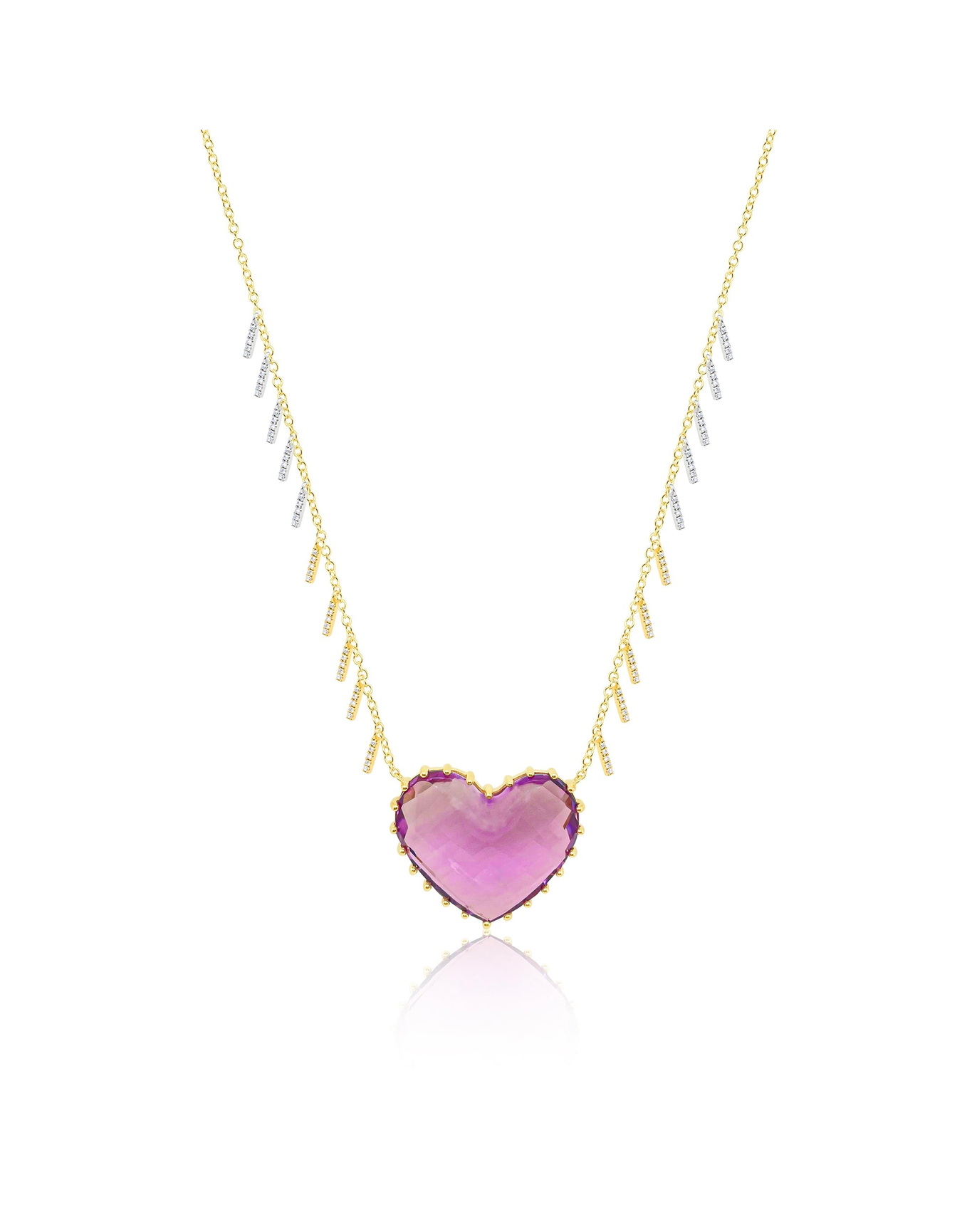 23 Carat Amethyst Heart Necklace | 14kt Gold