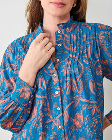 Etched Vine - On A Whim Blouse - Turquoise Blush - Printfresh