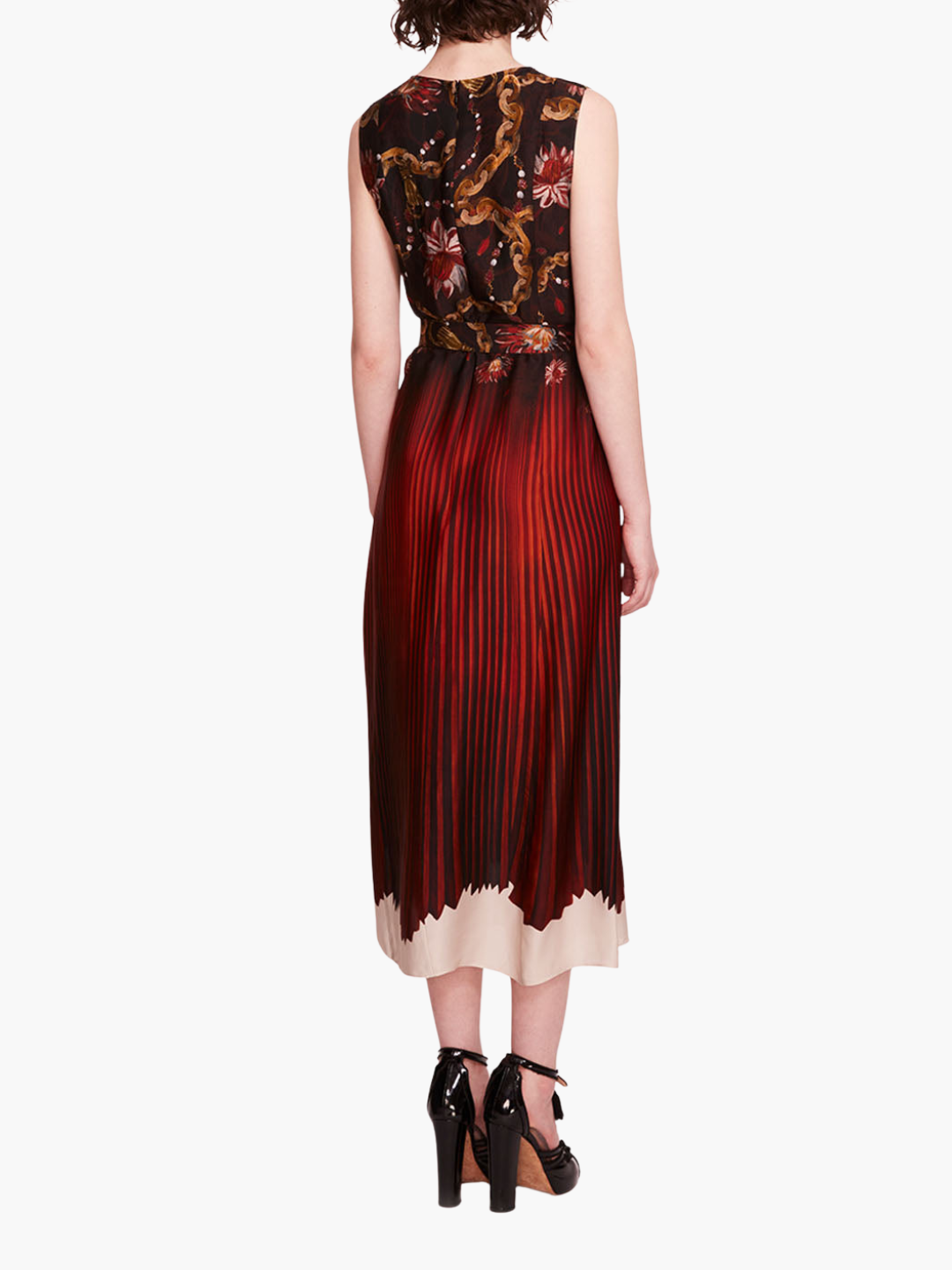 Viscose Georgette Midi Dress | Orange Multi