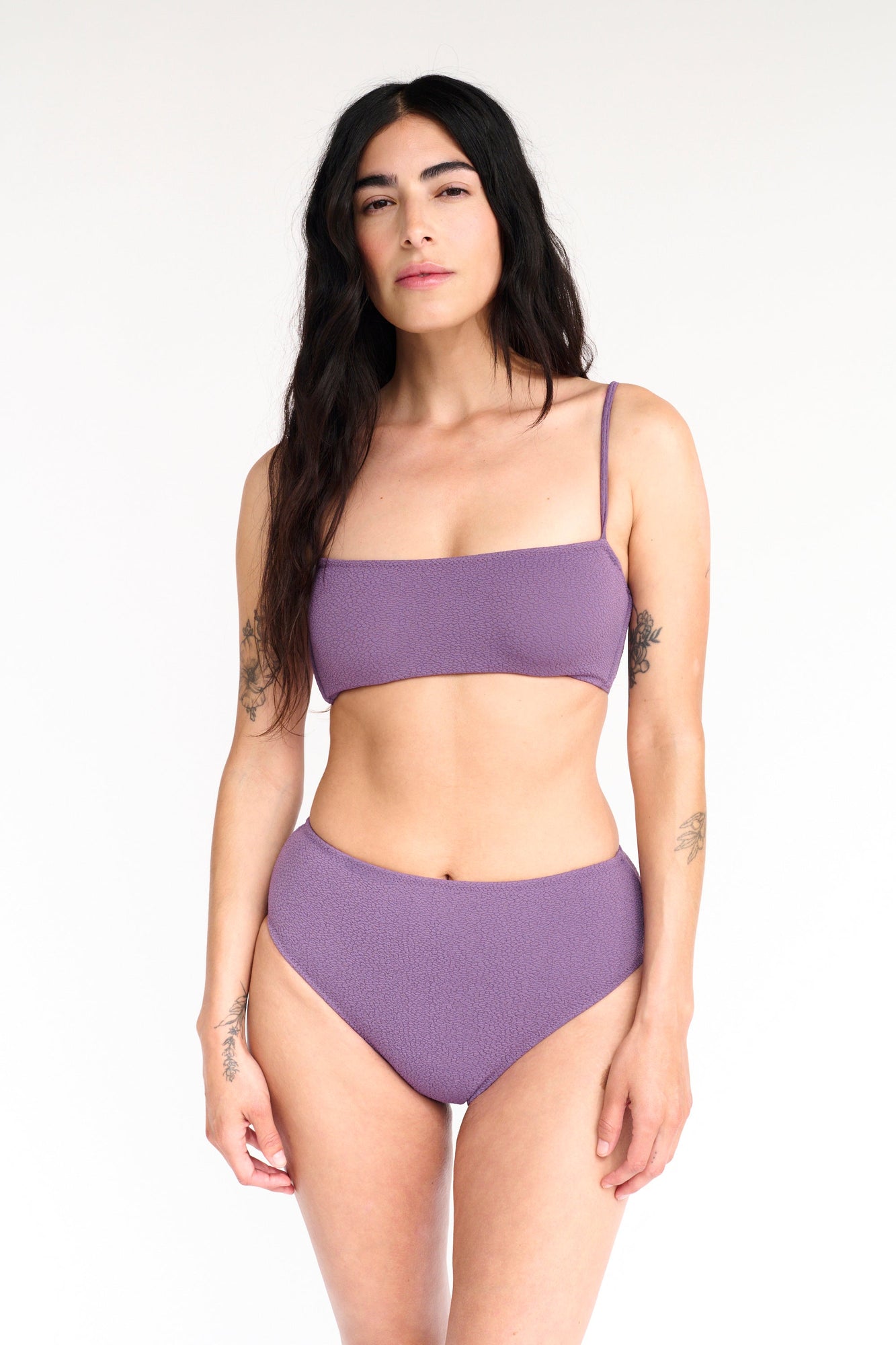 Boucle High Waist Bikini Bottom | Purple