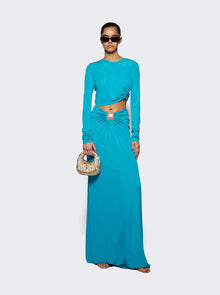 Women | Christopher Esber | Bezel Quartz Ruched Skirt Teal