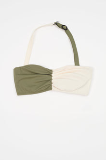 Paros Strapless Underwire Bikini Top | Olive/Cream