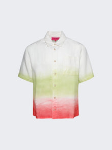 The Elder Statesman | Sulfur Gradient Overshirt Ivory Wasabi And Fiery Coral | Multi