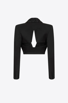 Crystal Embellished Cropped Blazer