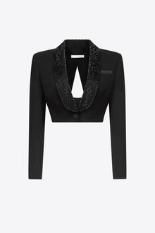 Crystal Embellished Cropped Blazer