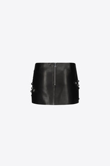 Studded Polka Dot Leather Skirt | Black