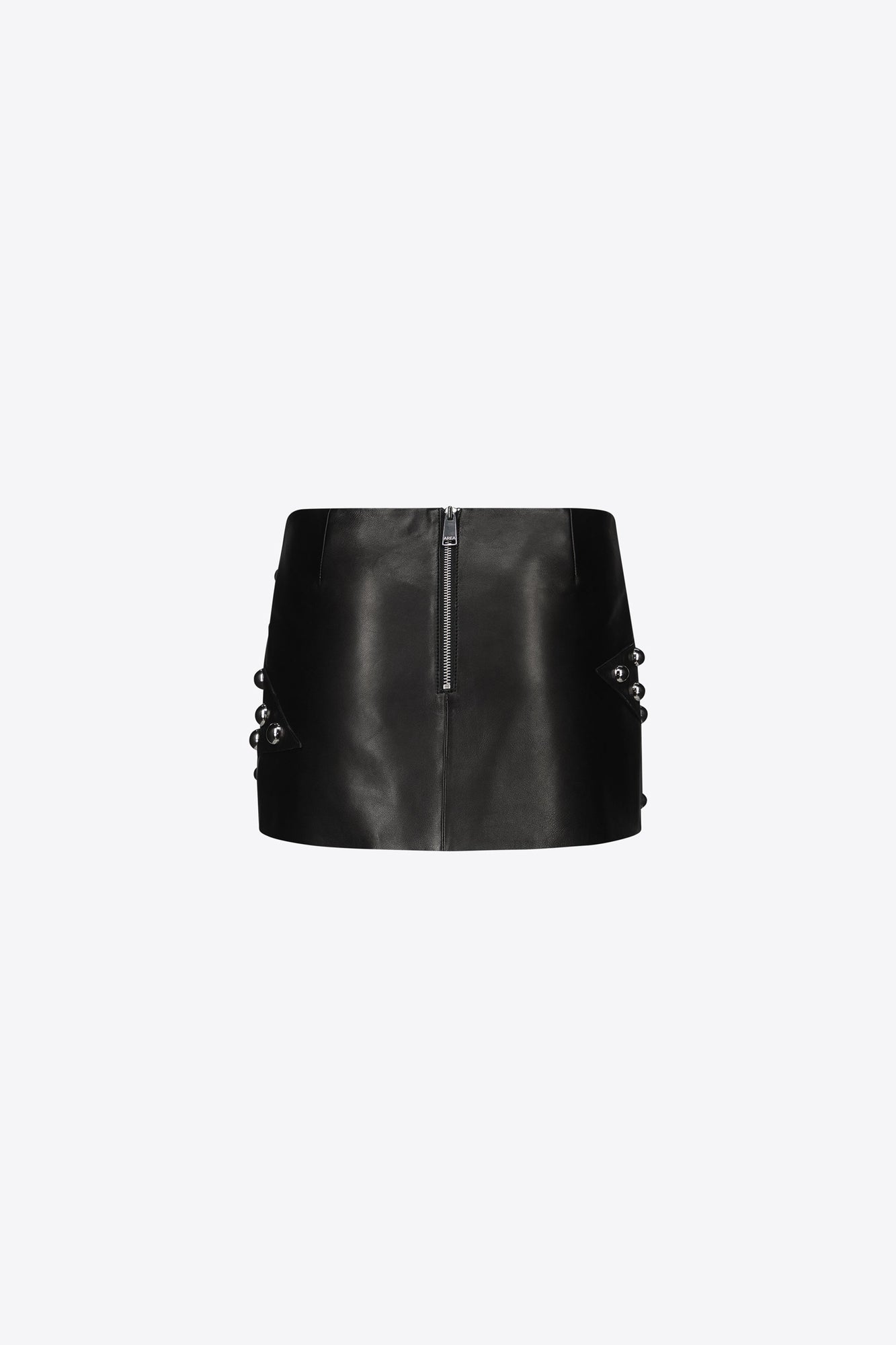 Studded Polka Dot Leather Skirt | Black