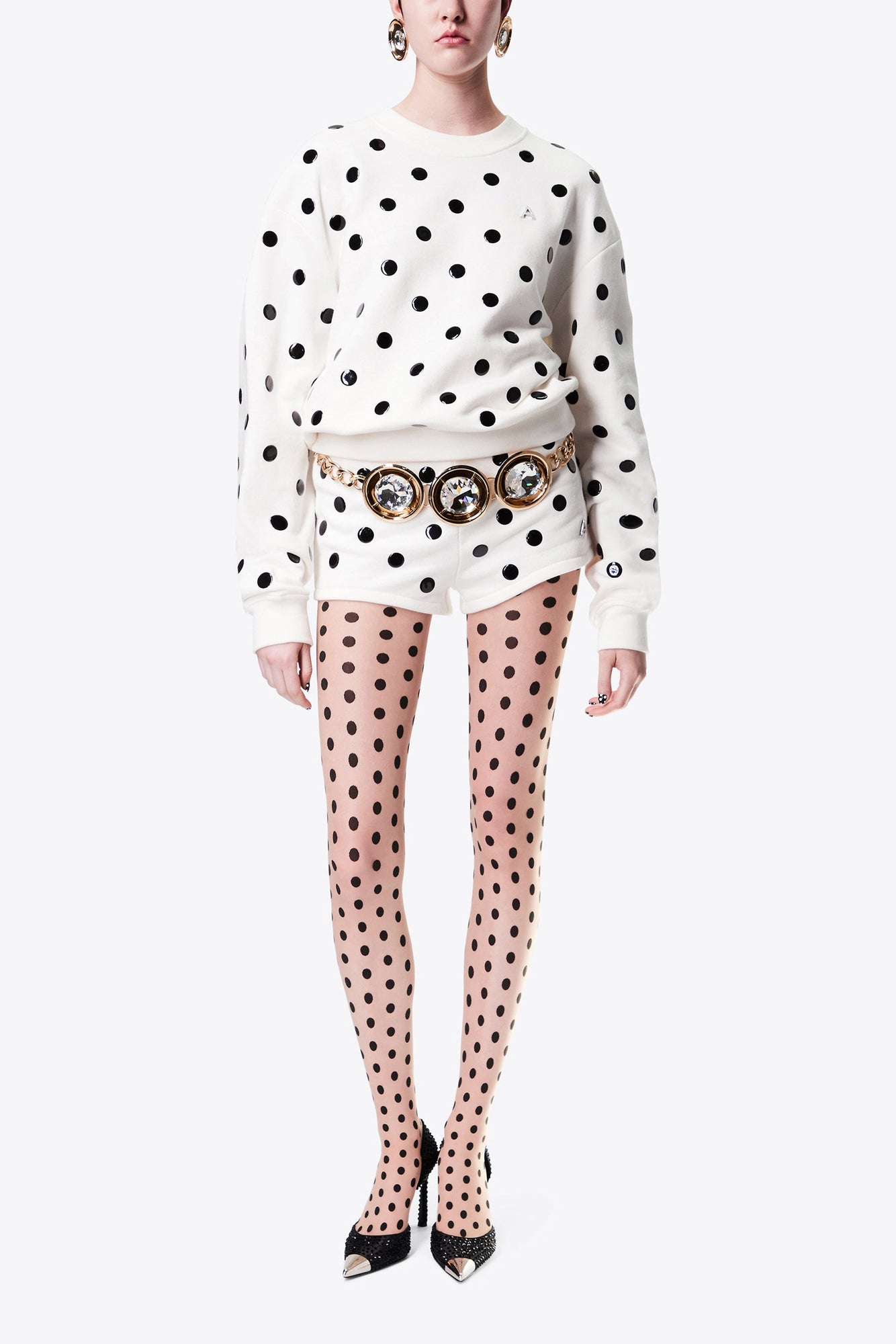 Polka Dot Sweatshirt | White
