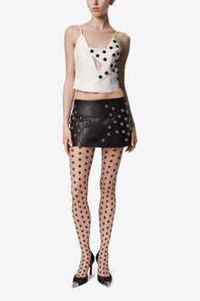 Studded Polka Dot Leather Top | Off White