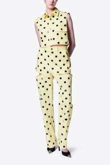 Polka Dot Sleeveless Top | Cream Yellow