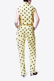 Polka Dot Sleeveless Top | Cream Yellow