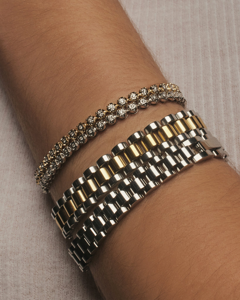 Two - toned Timepiece Bracelet | Plated Gold & Silver