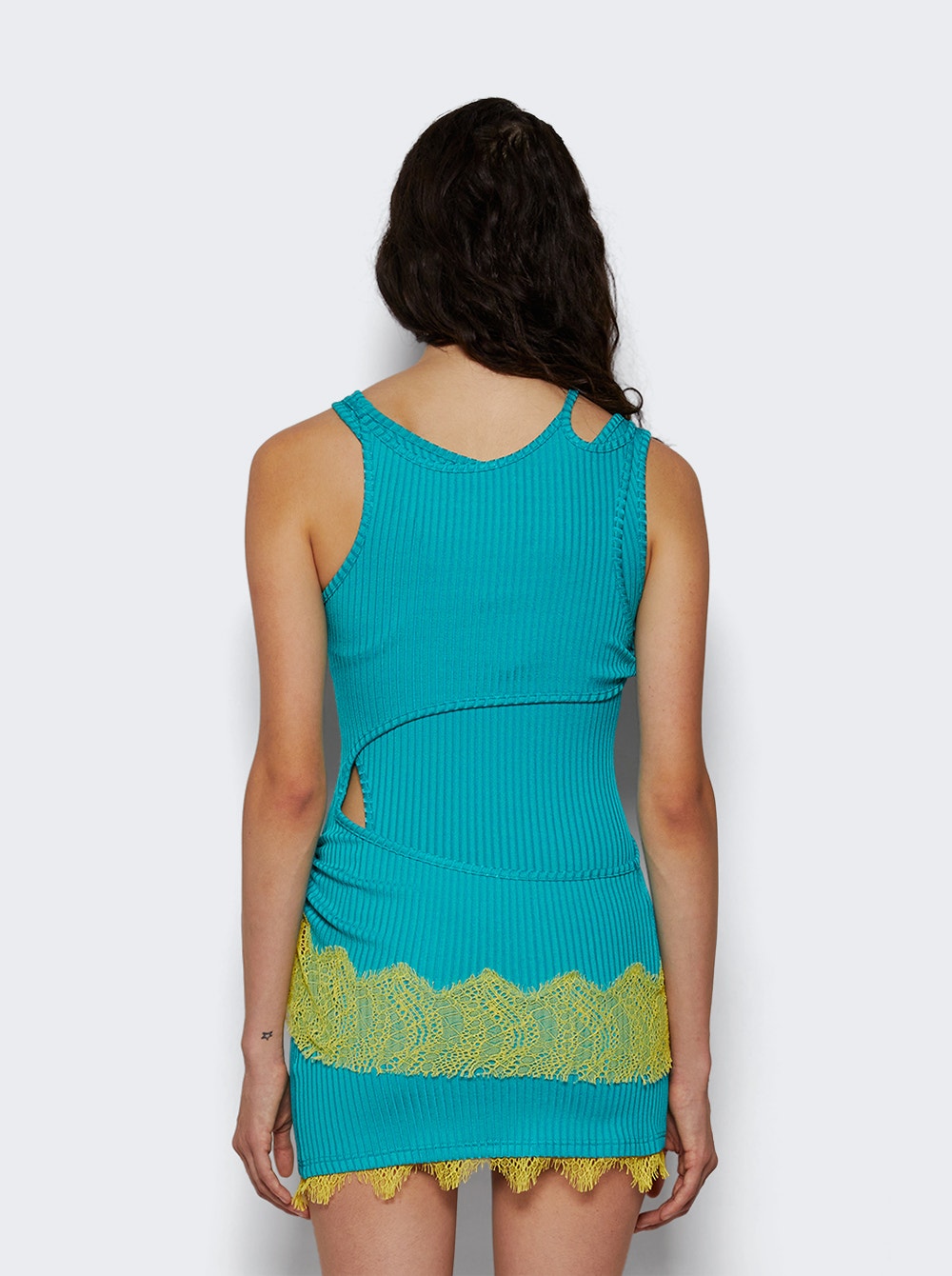 Women | Christopher Esber | Corrugated Lace Toggle Dress Teal | Blue