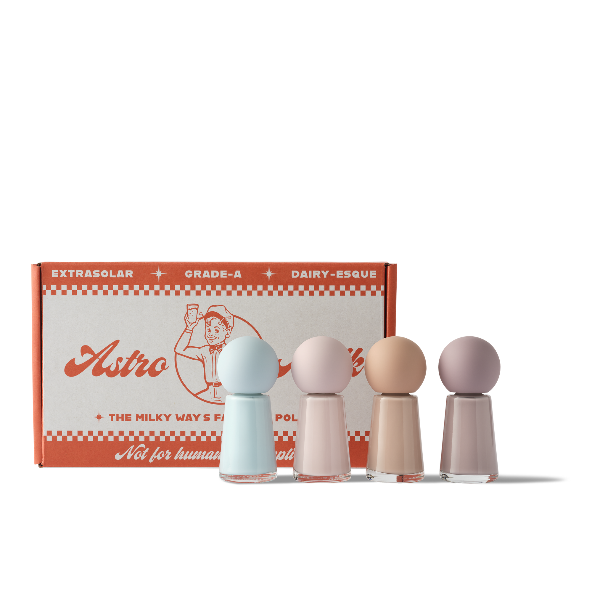 The AstroMilk Polish Set | Blueberry Milk Blue Sheer/Light Pink/Peach/Mauve