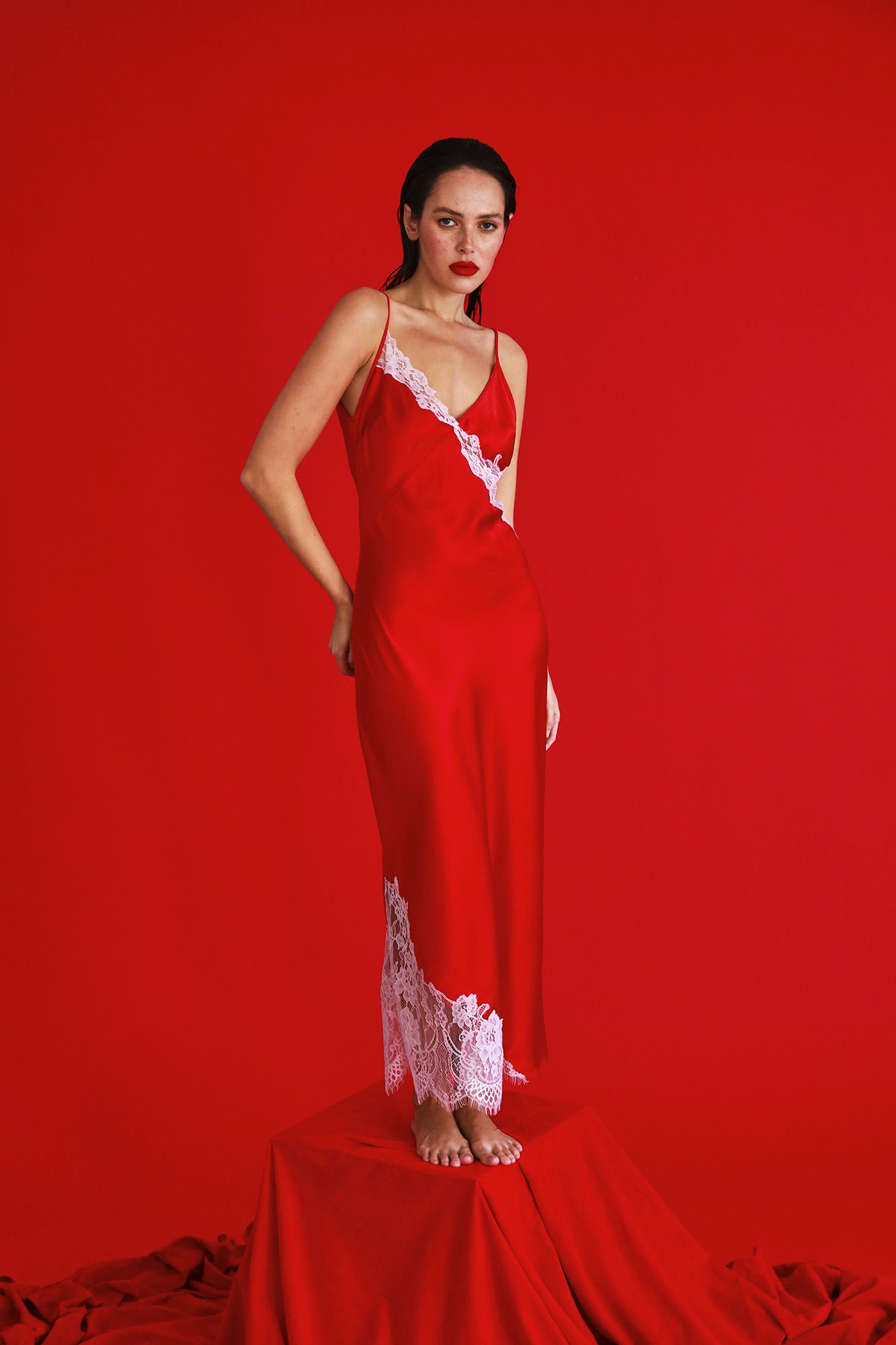 Minx Slip | Chilli Red With Candy Pink