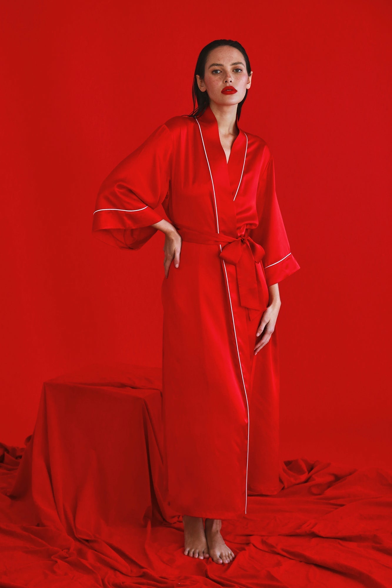 Valentina Robe | Chilli Red With Candy Pink