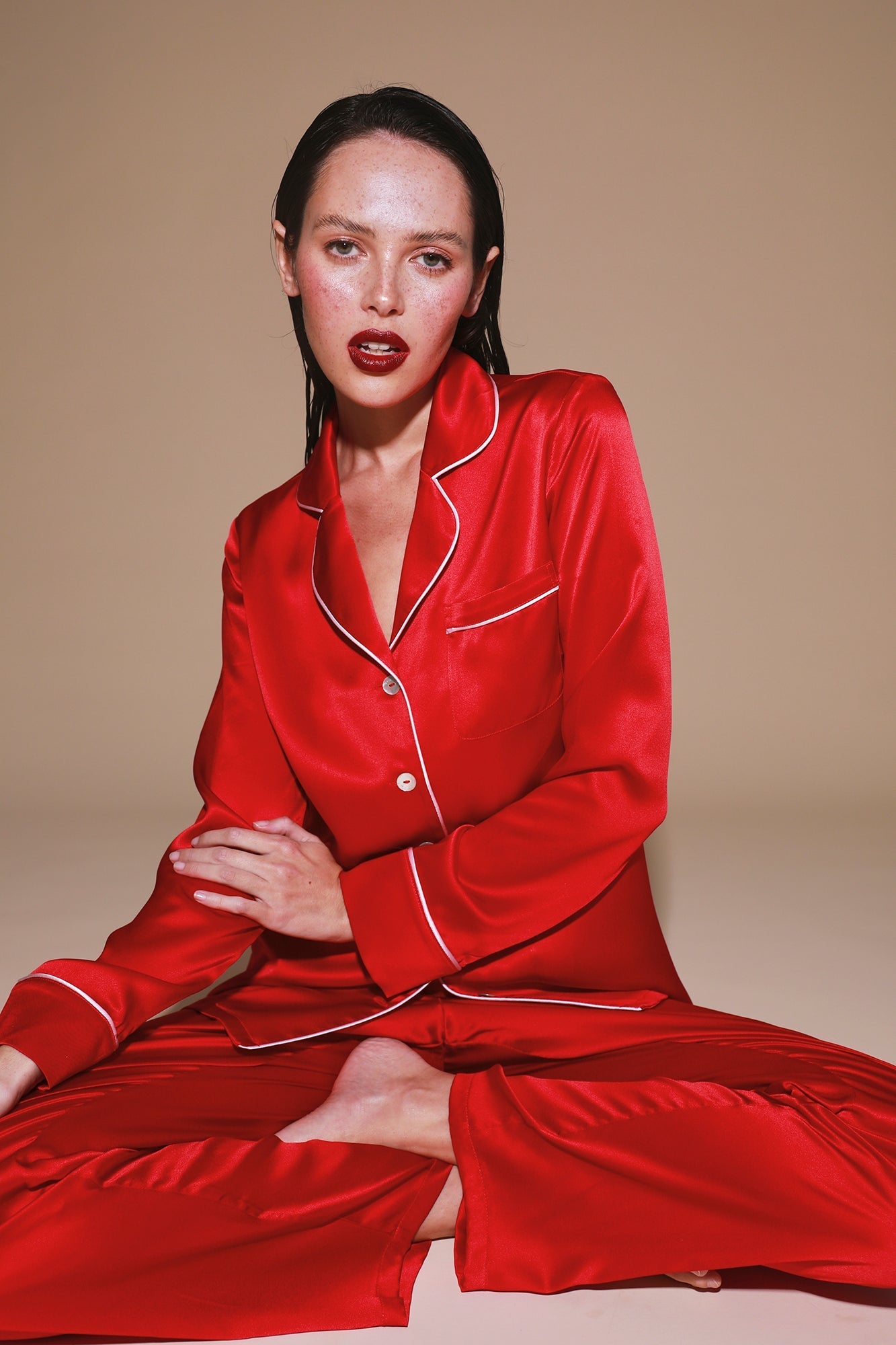 Fine Finishes Pajama | Chilli Red With Candy Pink