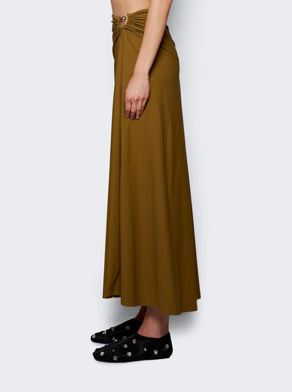 Women | Christopher Esber | Ruched Orbit Split Skirt Kombu | Tan