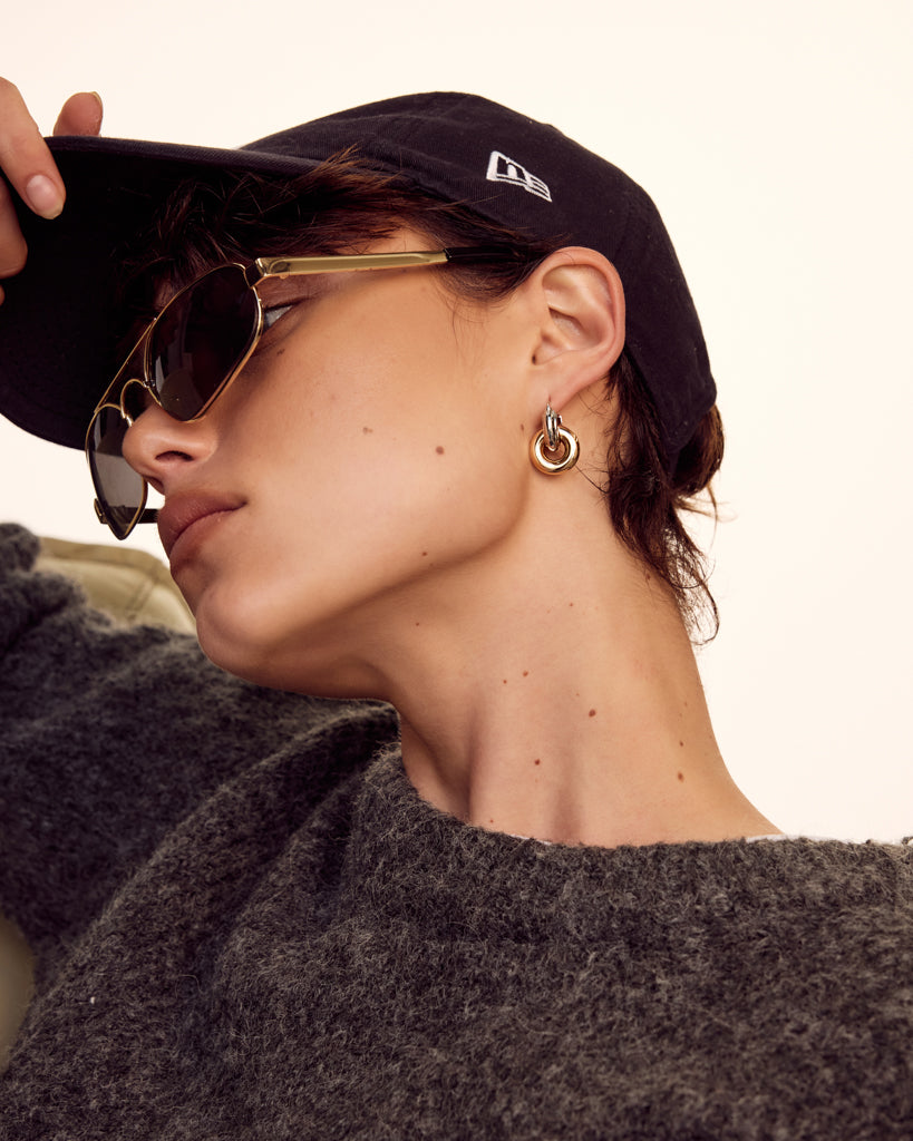 Two-Tone Interlock Hoops | Gold