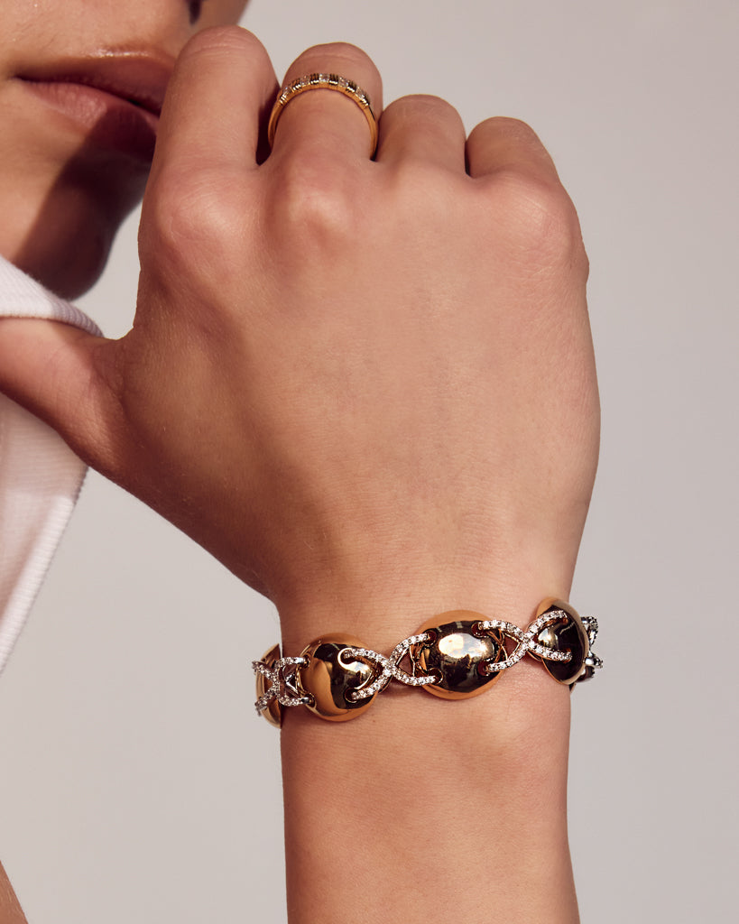 Mariner Cross Bracelet | Cubic Zirconia | Gold