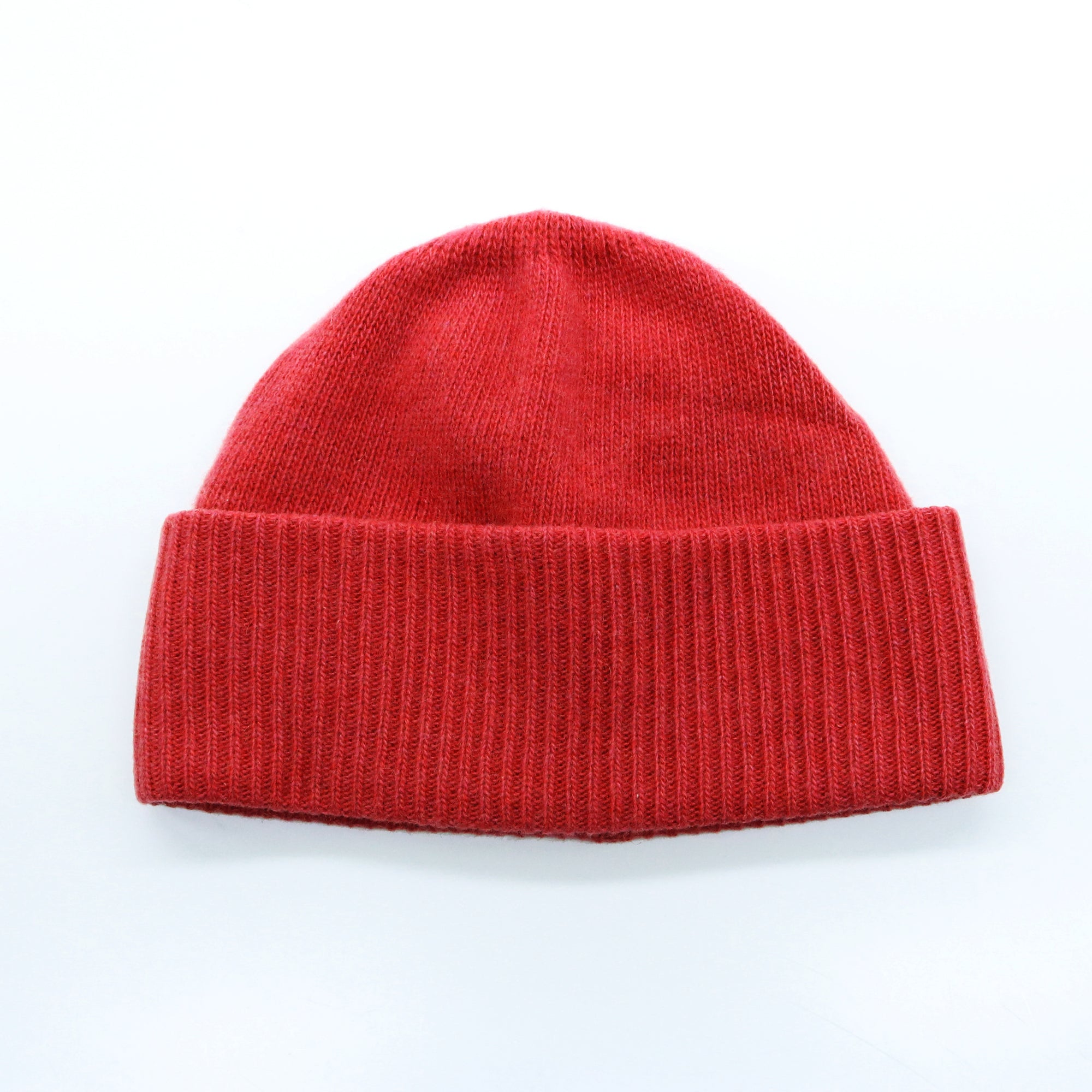 Unisex | Cashmere Beanie with Folded Cuff | Fire Red