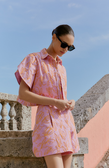 Thread Embroidered Canvas Top | Orchid