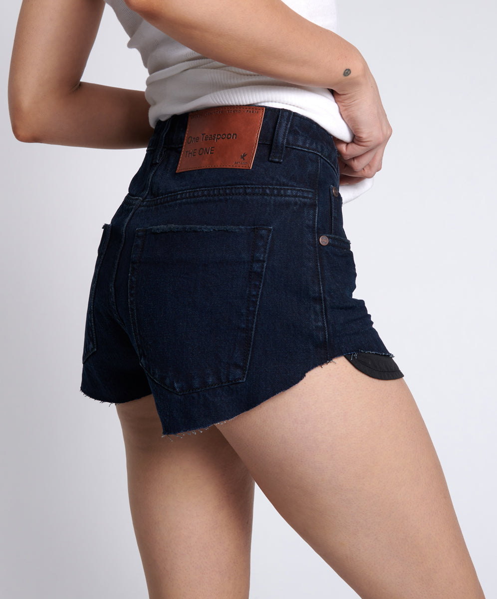 The One High Waist Cheeky Denim Shorts | Fox Black