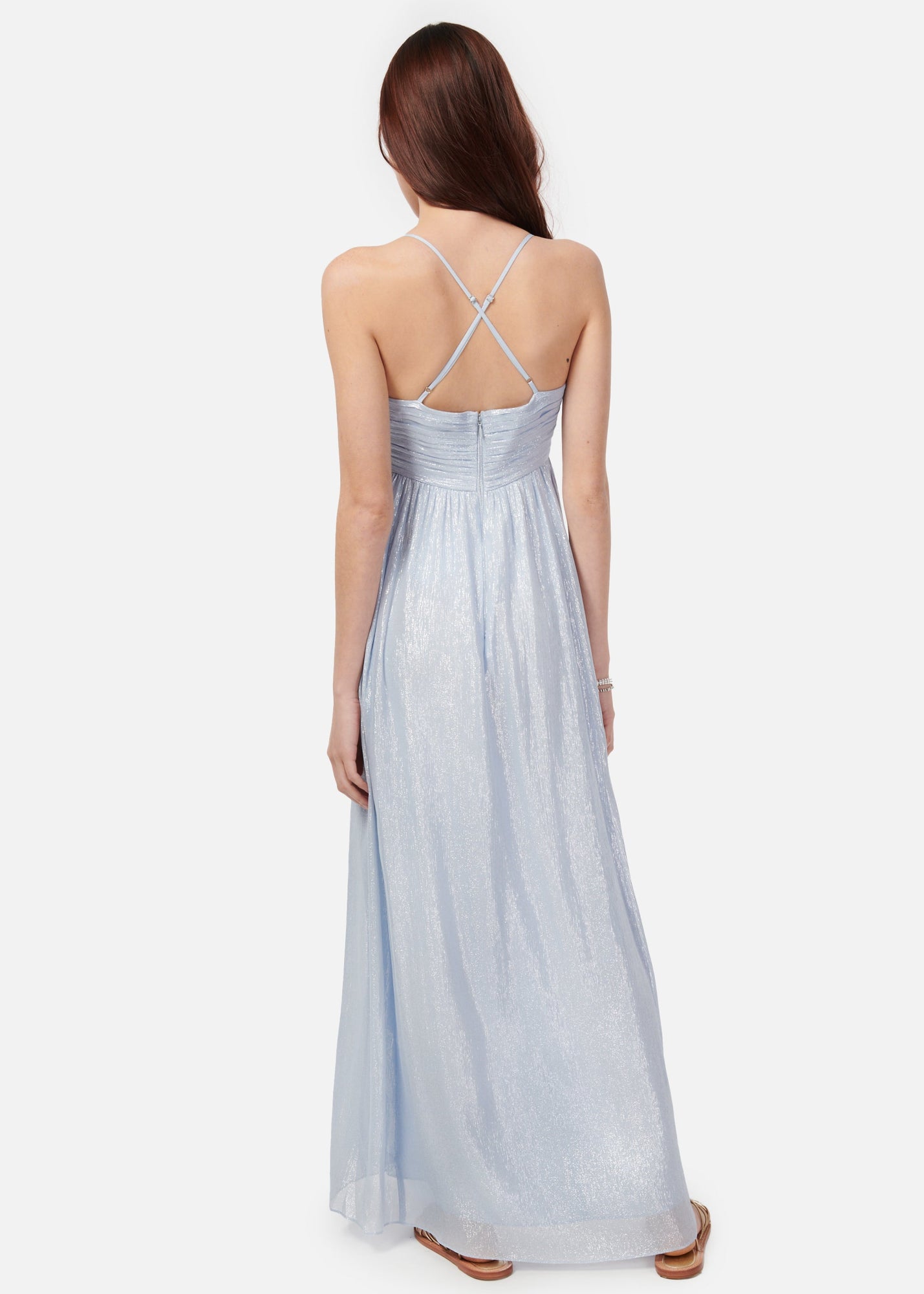 Marceline Metallic Chiffon Dress | Bluebell