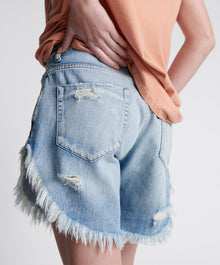 Frankies Low Waist Long Length Denim Shorts | Worn Out Hendrixe