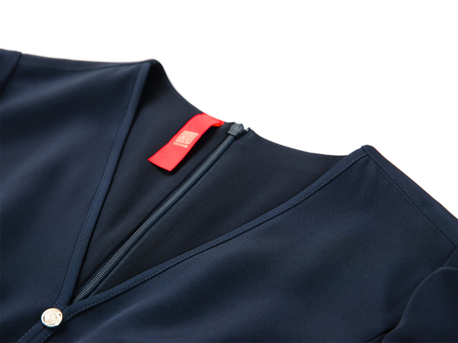 Silk V-Neck Dress | Navy