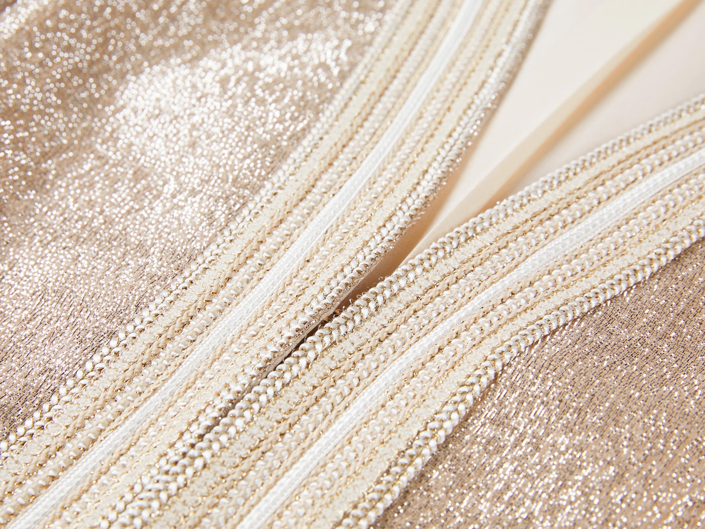 Champagne Metallic Open-Front Jacket | Golden