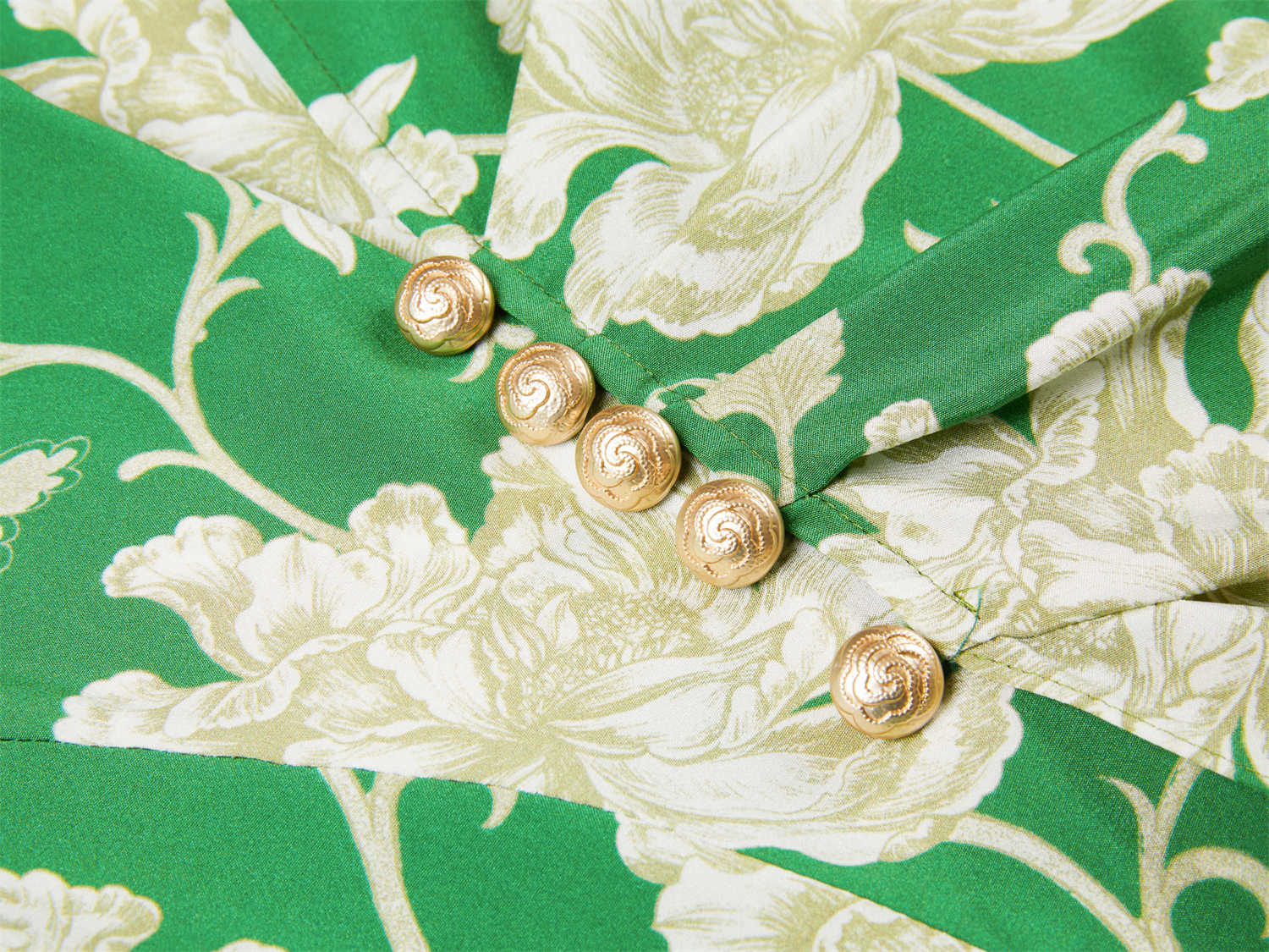 Silk Floral Midi Dress | Vibrant Green/White