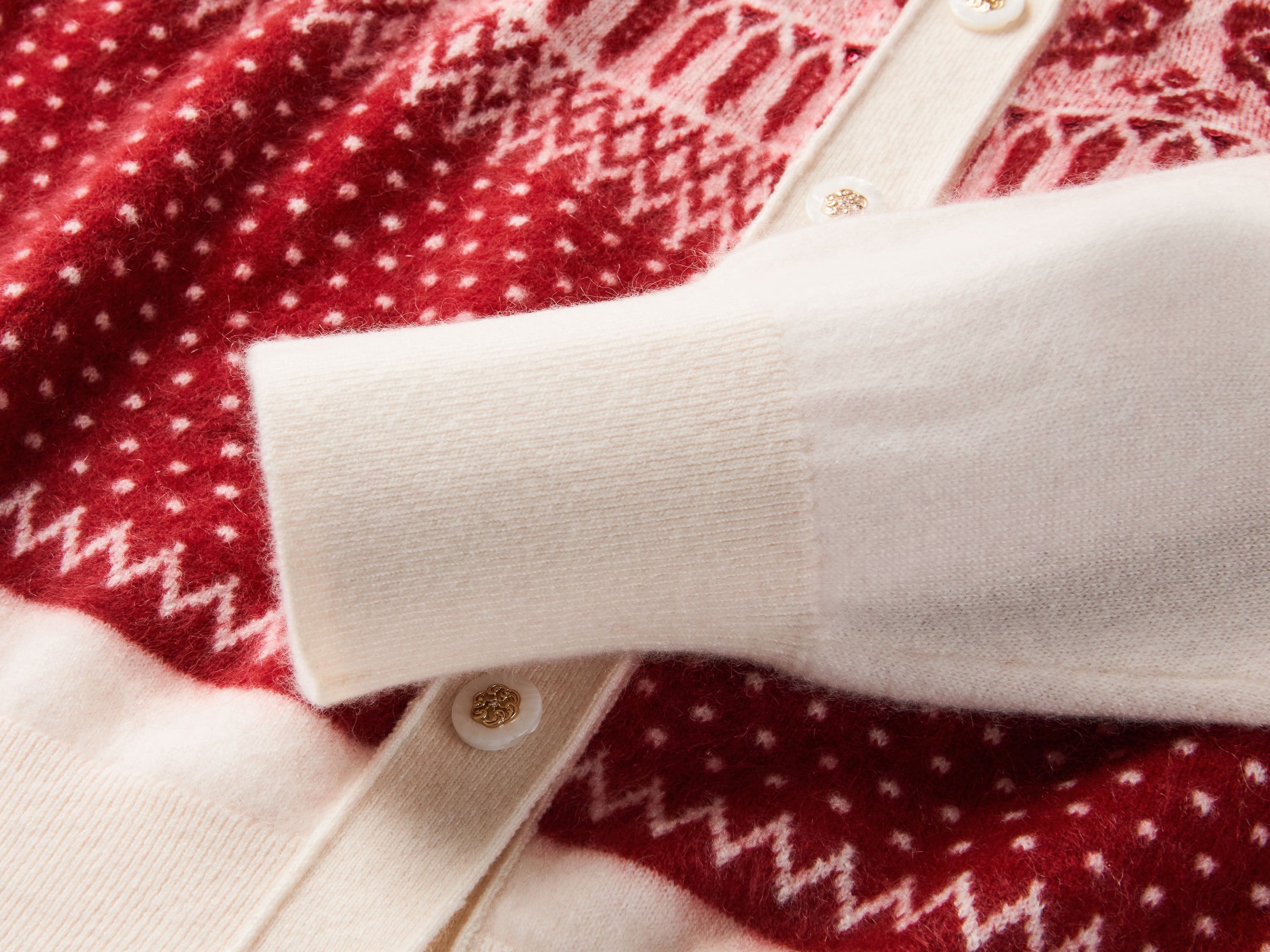 Cashmere Jacquard Cardigan | Red