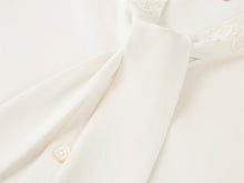 Silk Ribbon Embroidery Collar Shirt | White