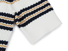 Silk-Viscose Striped Knit Cardigan | White