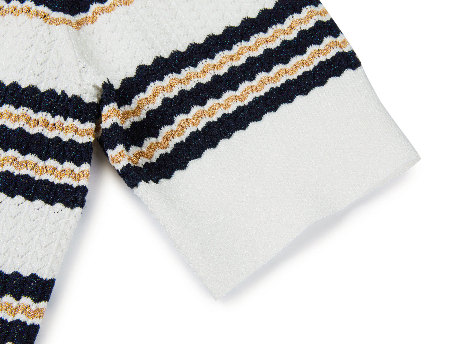 Silk-Viscose Striped Knit Cardigan | White